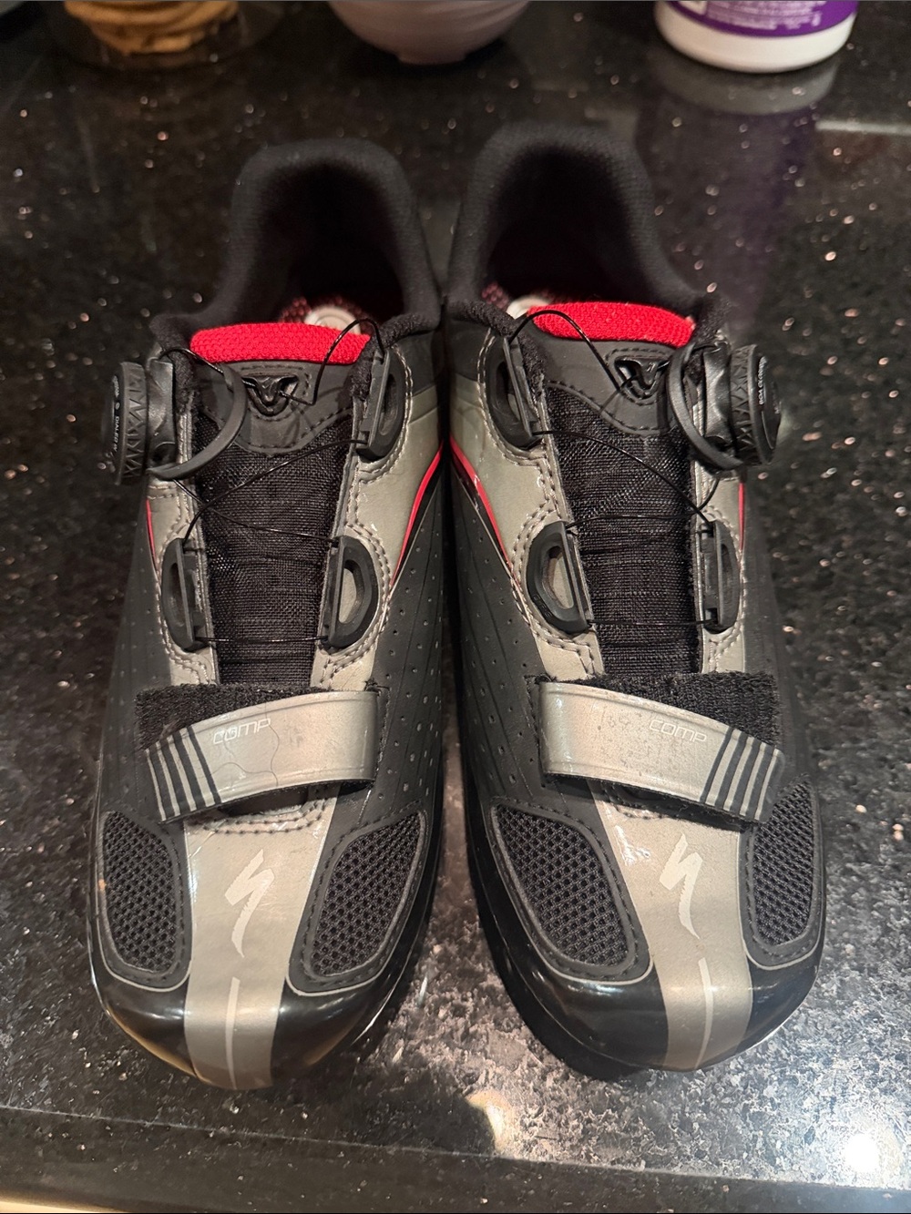 Specialized Black, Gray & Red Road Cycling Shoes with Boa Closure